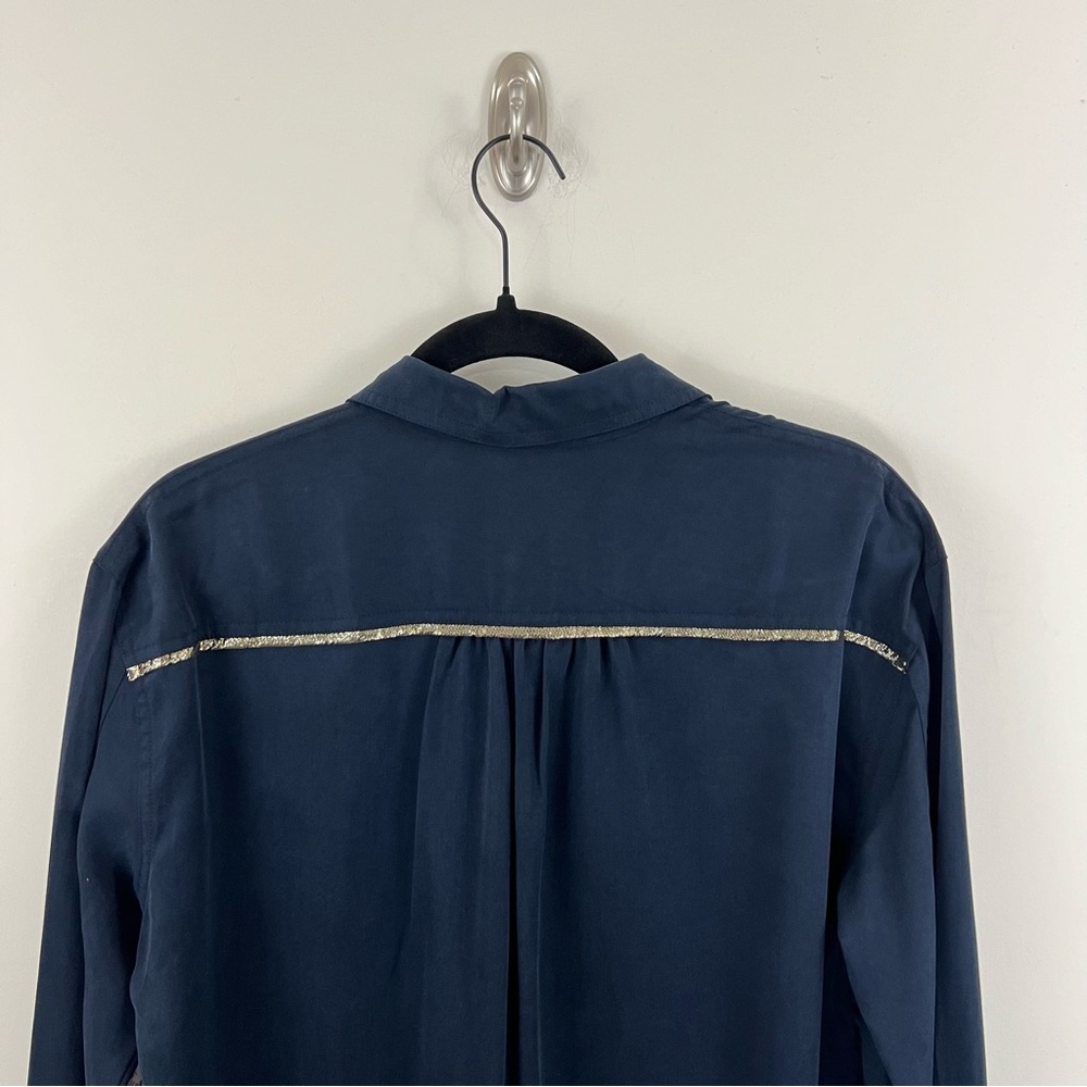 Free People Navy Off Campus Button Front Top Size Medium NWT - Picture 9 of 16